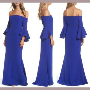 NWT Vince Camuto‎ Off The Shoulder Gown Cobalt Blue [SZ 4 ]
